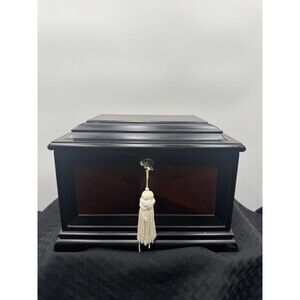 Large Wooden Jewelry Box With Key